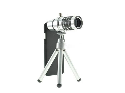 System-S 12x Teleskop Teleobjektiv Zoom Linse mit Hartschale Case Hülle und Mini Tripod Stativ für iPhone 6