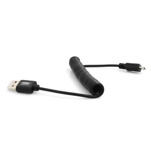 System-S Micro USB Spiralkabel Datenkabel Ladekabel 10 cm - 90 cm