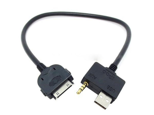 System-S KFZ Auto USB & 3.5mm Klinke für iPhone iPod 30-Pin Anschluss für Hyundai Kia MDI 25cm