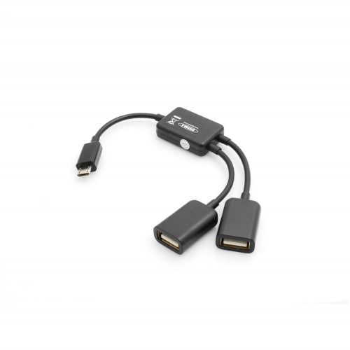 System-S USB 2.0 Micro-B (male) Kabel auf 2X USB A (female) Weichen- Lade- und Datenkabel für Smartphones und Tablets 17cm