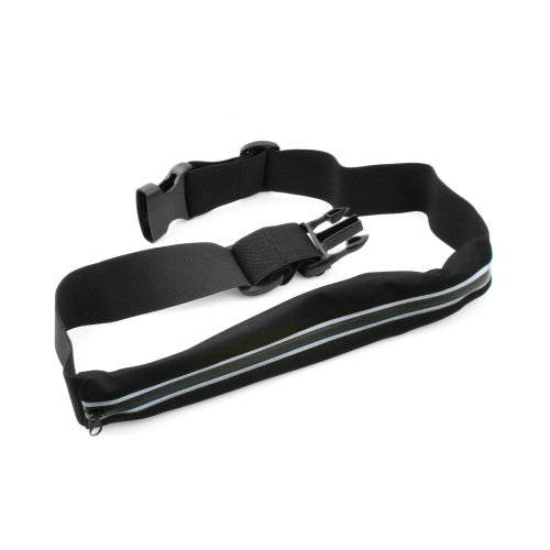 System-S Splash-proof Bag Sports Belt (1 Chamber) Waist Chest Belt Hip Belt with Safety Reflective Strips for Smartphone and other Items (Black) 