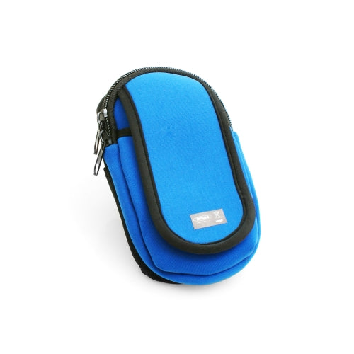 System-S Sports Armband Fitness Running Biking Armband Neoprene Case Cover with Zipper and Extra Pocket with Velcro Fastener for Smartphone and Other Devices Blue 
