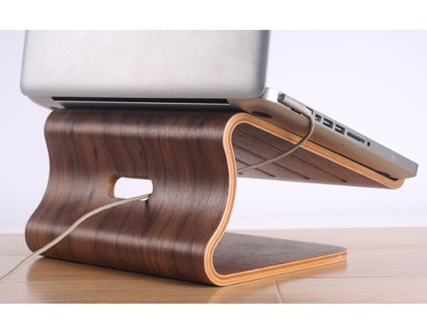 SYSTEM-S Echtholz Universal Notebookständer Laptop Netbook Ständer Halter Holz Ergonomisch in braun