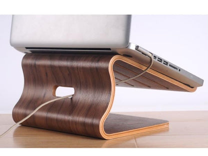 SYSTEM-S Echtholz Universal Notebookständer Laptop Netbook Ständer Halter Holz Ergonomisch in braun