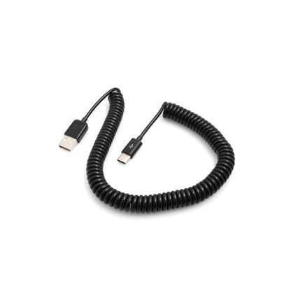 SYSTEM-S USB Type C 3.1 zu USB 2.0 Spiralkabel Datenkabel Ladekabel Kabel 100-200 cm schwarz