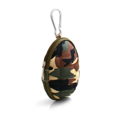 System-S Kopfhörer Schutztasche Hard Case Cover Schutz Aufbewahrungstasche Box mit Karabiner grün-camouflage