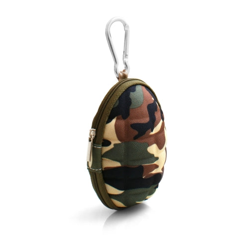 System-S Kopfhörer Schutztasche Hard Case Cover Schutz Aufbewahrungstasche Box mit Karabiner grün-camouflage
