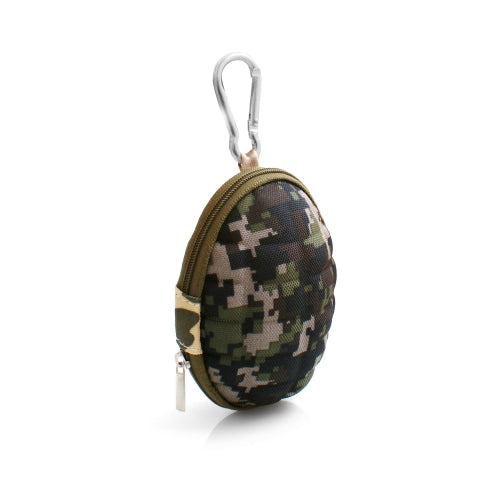 System-S Kopfhörer Schutztasche Hard Case Cover Schutz Aufbewahrungstasche Box mit Karabiner Pixel grün-camouflage