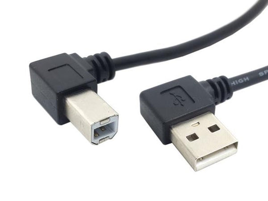 SYSTEM-S USB A (male) zu USB Typ B (male) Kabel 90° gewinkelt 22 cm