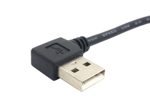 SYSTEM-S USB A (male) zu USB Typ B (male) Kabel 90° gewinkelt 22 cm
