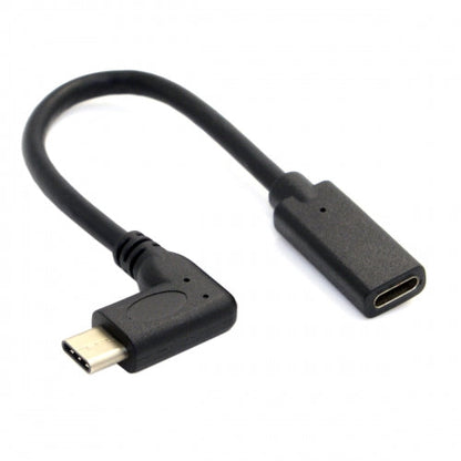 System-S USB 3.1 Type C (female) zu USB 3.1 Type C (male) 90° rechts gewinkelt Kabel Verlängerung 20 cm