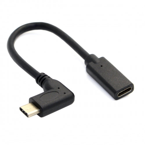 System-S USB 3.1 Type C (female) zu USB 3.1 Type C (male) 90° rechts gewinkelt Kabel Verlängerung 20 cm