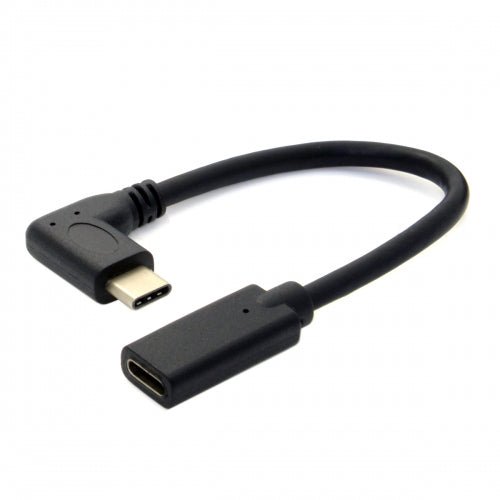 System-S USB 3.1 Type C (female) zu USB 3.1 Type C (male) 90° rechts gewinkelt Kabel Verlängerung 20 cm