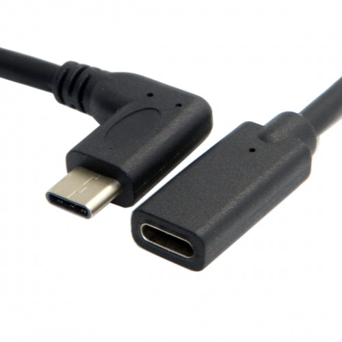 System-S USB 3.1 Type C (female) zu USB 3.1 Type C (male) 90° rechts gewinkelt Kabel Verlängerung 20 cm