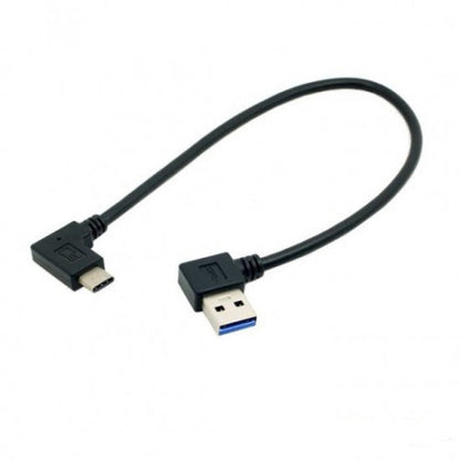 System-S USB 3.1 Type C (female) to USB 3.0 Type A (female) 90° right angled cable extension 28 cm