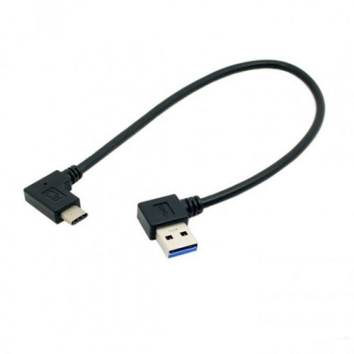 System-S USB 3.1 Type C (female) to USB 3.0 Type A (female) 90° right angled cable extension 28 cm