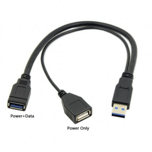 System-S USB 3.0 Type A male to USB 3.0 Type A female HDD hard drive cable with extra power USB 2.0 Type A female Y-cable