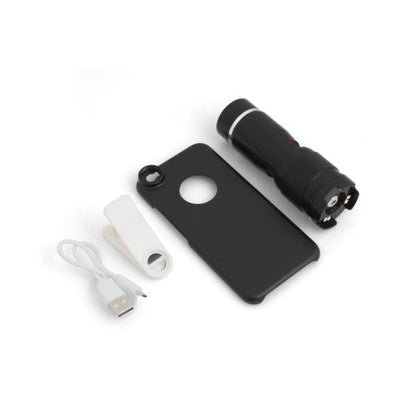 System-S Fotografie Clip-on 400x Mikroskop Linse Objektiv mit LED- und UV-Licht mit Hülle für iPhone 6 6s und Universal Clip für Smartphone Tablet PC