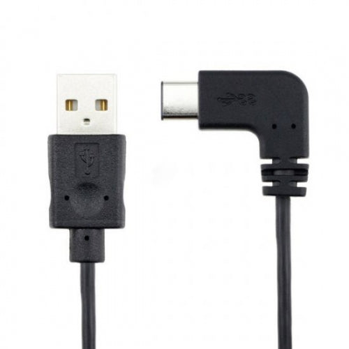 USB 3.1 Type C 90° right angled cable angled plug to USB 2.0 A cable 120 cm in black