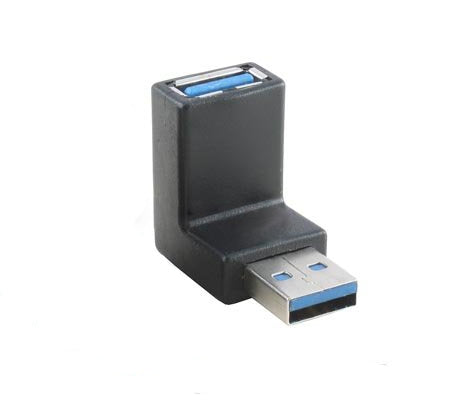 System-S 90° angle USB A 3.0 adapter USB A (male) to USB A (female) angled connector cable 