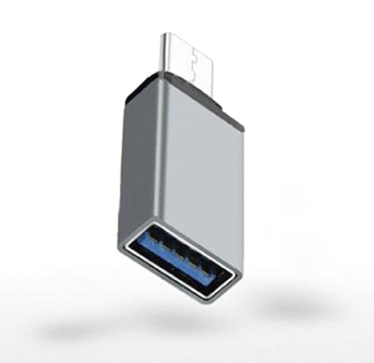 SYSTEM-S USB OTG On The Go Adapter USB Typ C 3.1 (male) zu USB A 3.0 (female) Konverter Adapter in der Farbe silber