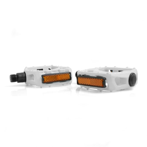 System-S Universal Bicycle MTB BMX Pedal with integrated reflector in white