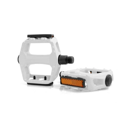 System-S Universal Bicycle MTB BMX Pedal with integrated reflector in white