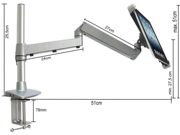 SYSTEM-S Tischhalterung Halter mit Schwenkarm Flexibel Ständer Stand mit Tischklemme für Tablet PC ebook Reader