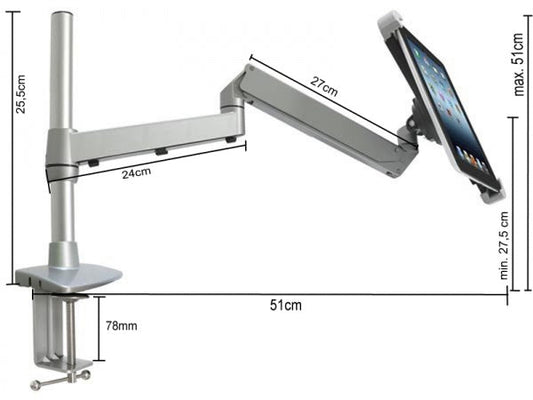 SYSTEM-S Tischhalterung Halter mit Schwenkarm Flexibel Ständer Stand mit Tischklemme für Tablet PC ebook Reader