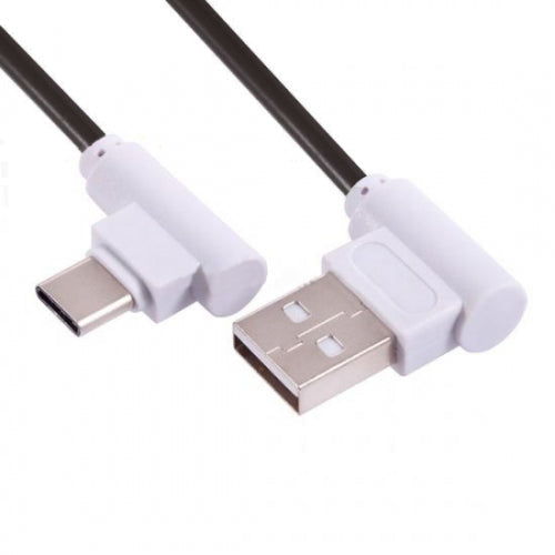 SYSTEM-S USB 3.1 Type C 90° angled plug to USB 2.0 A data cable charging cable 89 cm in black