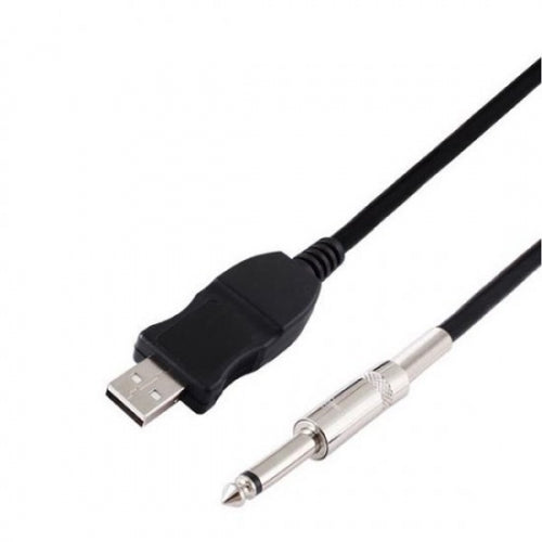 SYSTEM-S 3 meter USB Gitarrenkabel Basskabel Kabel Klinkenstecker USB zu Audio 1/4  6.3mm Male