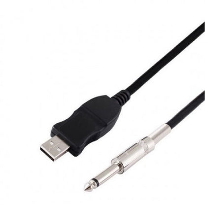 SYSTEM-S 3 meter USB Gitarrenkabel Basskabel Kabel Klinkenstecker USB zu Audio 1/4  6.3mm Male