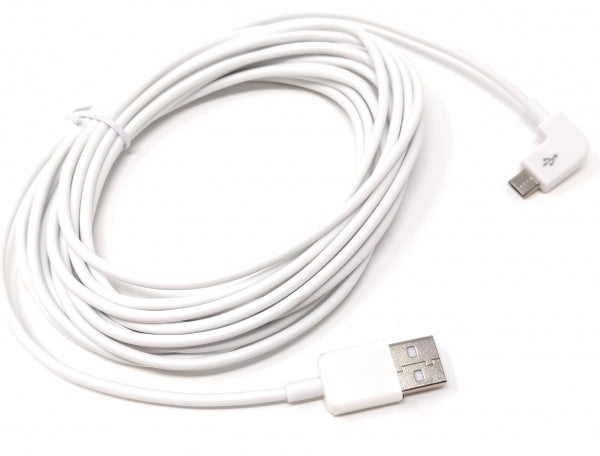 SYSTEM-S Micro USB Kabel rechts gewinkelt Stecker zu USB 2.0 Typ A (male) ca. 5m in weiß