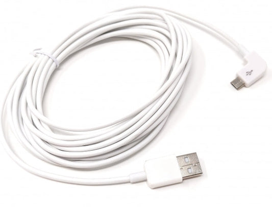 SYSTEM-S Micro USB Kabel rechts gewinkelt Stecker zu USB 2.0 Typ A (male) ca. 5m in weiß