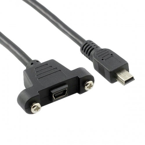 SYSTEM-S Mini USB Panel Mount Mini USB male to Mini USB female with Screw Nuts 50cm