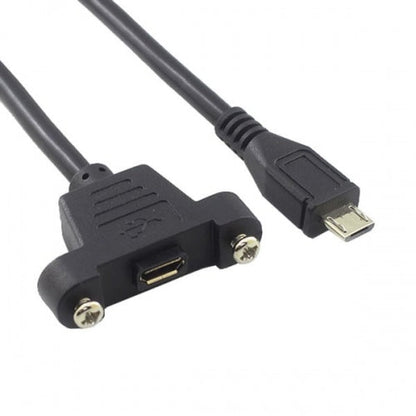 SYSTEM-S Micro USB Panel Mount Micro USB male to Micro USB female with screw nuts 50cm