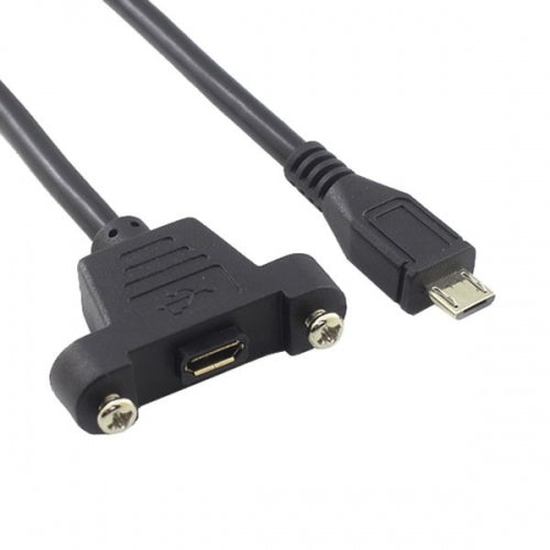 SYSTEM-S Micro USB Panel Mount Micro USB Stecker zu Micro USB Buchse mit Screw Nuts 50cm