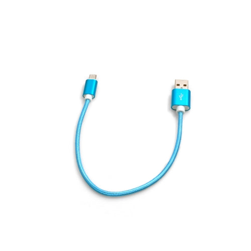 SYSTEM-S Micro USB Kabel (male) zu USB A 2.0. (male) Adapter Datenkabel Ladekabel 25cm Nylon-Geflochten in Blau