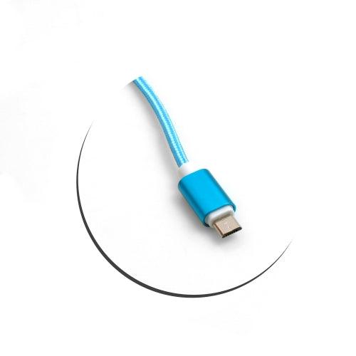 SYSTEM-S Micro USB Kabel (male) zu USB A 2.0. (male) Adapter Datenkabel Ladekabel 25cm Nylon-Geflochten in Blau