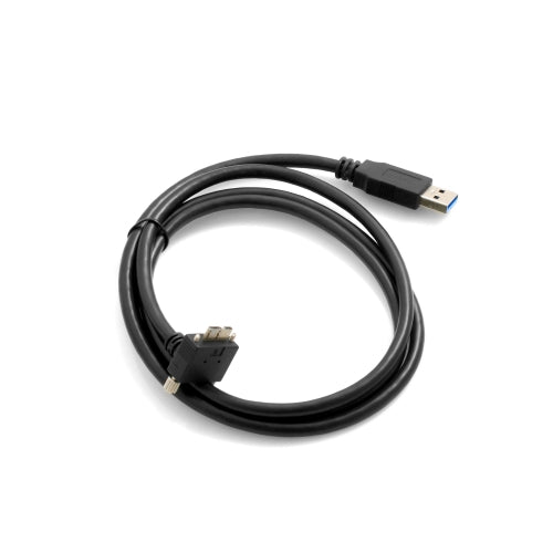 SYSTEM-S USB 3.0 A (male) zu Micro USB 3.0 (male) Kabel Abwärts Gewinkelt 90 Grad Winkel 120cm High Speed Datenkabel Ladekabel mit Feststellschraube
