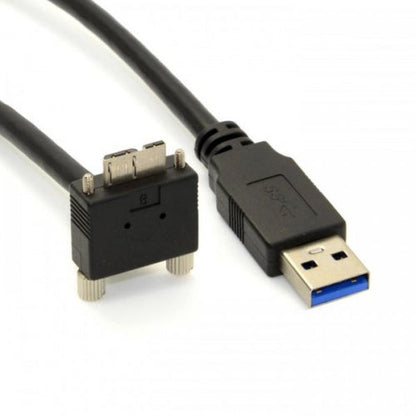 SYSTEM-S USB 3.0 A (male) to Micro USB 3.0 (male) Cable Downward Angled 90 Degree Angle 120cm High Speed ​​Data Cable Charging Cable with Locking Screw