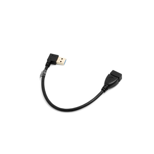 SYSTEM-S USB Typ A 3.0 Stecker 90° Grad Links gewinkelt zu USB Typ A 3.0 Buchse Kabel Datenkabel Ladekabel 23 cm
