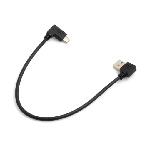 SYSTEM-S USB Typ A 3.0 links gewinkelt zu USB Typ C 3.1 gewinkelt 28 cm Stecker vergoldet