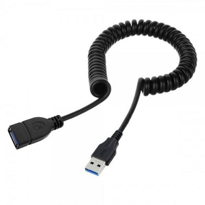 SYSTEM-S USB Kabel Typ A 3.0 (Male) auf USB Typ A 3.0(female) Spiralkabel 40-60 cm