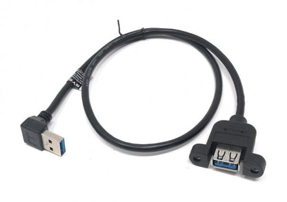 System-S USB Type A 3.0 Cable Up Angled to USB Type A 3.0 Panel Mount Cable 60cm