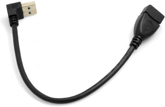 System-S USB Typ A 3.0 (Female) zu USB Typ A 3.0 (Male) 90 Grad gewinkelt Aufwärtswinkel Kabel 23cm Schwarz