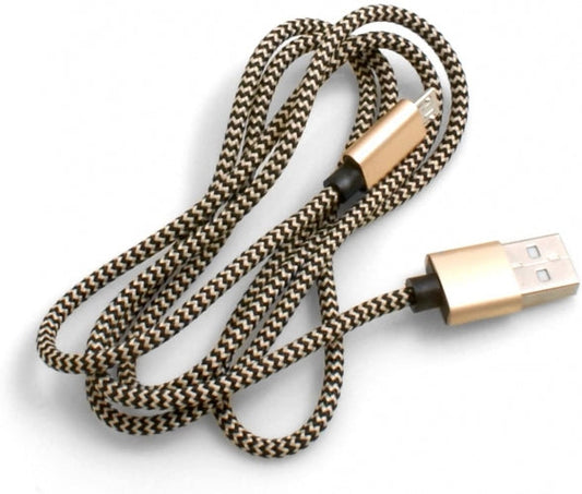 SYSTEM-S Micro USB (Male) to USB A 2.0 (Male) cable 100 cm braided nylon sheath black/white