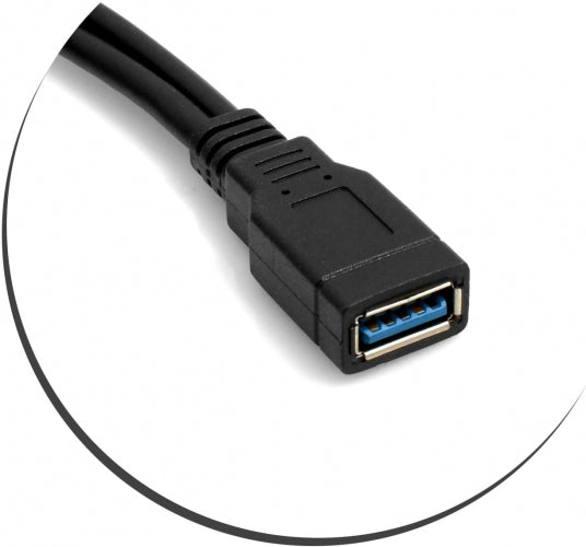SYSTEM-S USB 3.1 cable 25 cm Type C male to 2.0 Mini B female Left Right Angled adapter in black