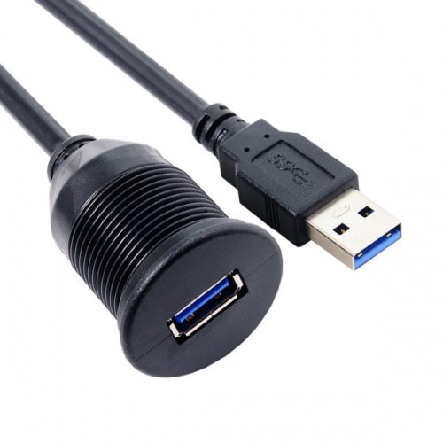 System-S 1m Doppel USB A 3.0. Kabel Verlängerungskabel Einbaubuchse für Unterputz Armaturenbrett