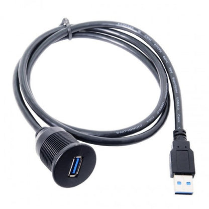 System-S 1m Doppel USB A 3.0. Kabel Verlängerungskabel Einbaubuchse für Unterputz Armaturenbrett